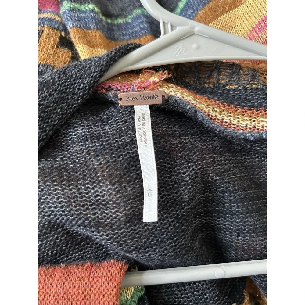 Free People Aztec Lima Duster Cardigan L Hooded Southwestern Boho Festival Wool
